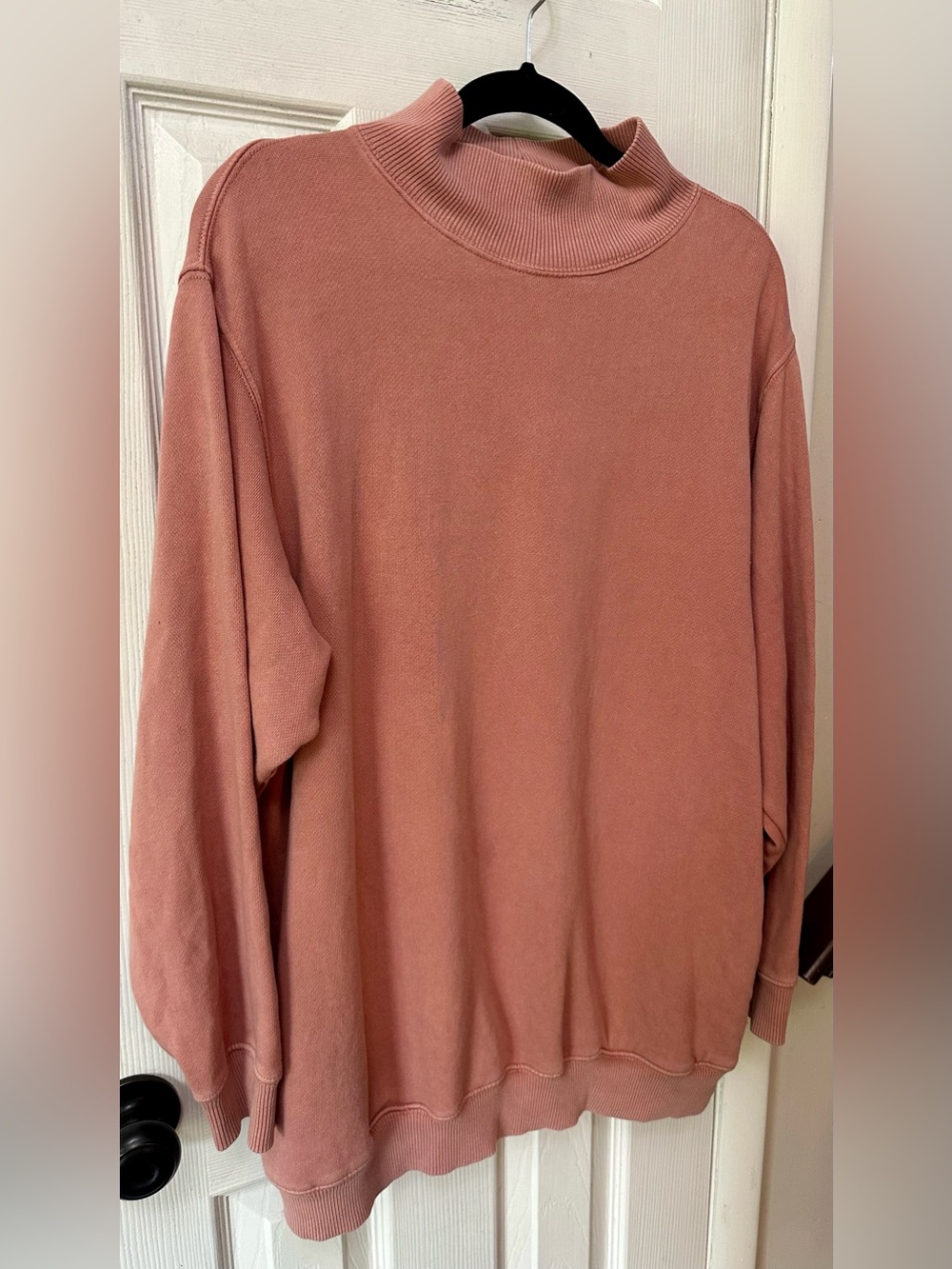 Aerie Mock Neck  Rose Pink Oversized Pullover Sweatshirt with Pockets